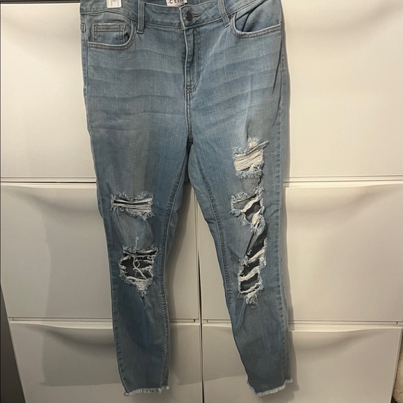 Cello Light Blue Distressed Ankle Jeans - Picture 1 of 3